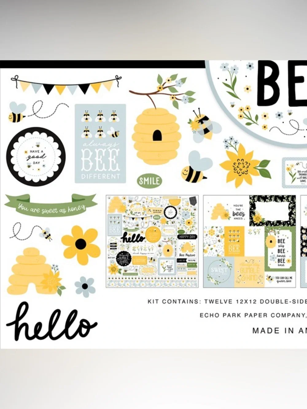 Echo Park 'Happy As Can Bee' Collection Kit 12x12” Paper & Stickers